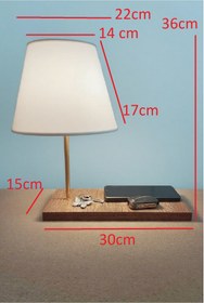 Resim 571 Store DEKORATİF MASA ABAJURU MDF AYAK KUMAŞ BAŞLIK 