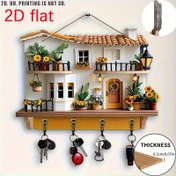 Resim 2D Düz, 1 Adet, Ayçiçeği Kulübesi, Dört Metal Kancalı Ahşap Çok Amaçlı Ev Anahtarlık Asma, Duvar Dekoru, Veranda Süsü, Oda Dekorasyonu, Villa Dekoru, Dört Mevsim Ev Aksesuarı, 2D Düz 