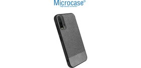 Resim Microcase Xiaomi Redmi 9t Fabrik Serisi Kumaş ve Deri Desen Kılıf - Gri 