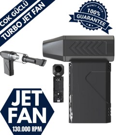 Resim Maybax Mini Turbo Jet Fan Vakumlama & Üfleme 2 IN 1 Araç Temizleme Kurutma Mangal Hava Körükleyici Fenerli 