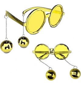 Resim Disko Toplu Küpeli Parti Gözlüğü Altın Renk 