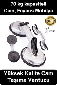 Resim Svein 70 Kg Kapasiteli Ikili Cam Vantuzu Plastik Vakumlu Taşıma Kaporta Göçük Çektirme Fayans Tutucu 