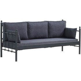 Resim Unimet Lalas Metal Sofa Sedir 90x200 Siyah-antrasit (AHŞAP LATALI) 