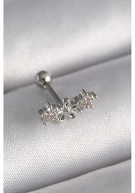 Resim 316l Çelik Gümüş Renk Zirkon Taşlı Çiçek Tragus Piercing - Tj-pr1247 Diğer 