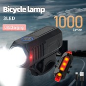 Resim Taşınabilir Bisiklet Ön Farı + Gece Uyarı Kuyruk Lambası USB Şarjlı Uzun Ömürlü Yüksek Lümenli ABS Malzeme, Yol ve Dağ Bisikletleri İçin Uygun, Noel ve Şükran Günü için Mükemmel Hediye 