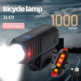 Resim Taşınabilir Bisiklet Ön Farı + Gece Uyarı Kuyruk Lambası USB Şarjlı Uzun Ömürlü Yüksek Lümenli ABS Malzeme, Yol ve Dağ Bisikletleri İçin Uygun, Noel ve Şükran Günü için Mükemmel Hediye 