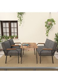 Resim Mygusi Hayal Balkon, Bahçe, Cafe, Teras - Metal Kanepe Koltuk Takımı - 2+1+1 Masali Koyugri Koyu Gri 