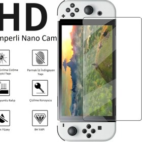 Resim Beboncool Nintendo Switch OLED Ekran Koruyucu 9h Nano Temperli Cam 
