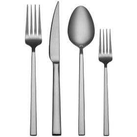 Resim Korkmaz Lora 24 Parça Siyah Çatal Kaşık Bıçak Seti 