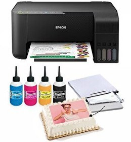Resim Canon Resimli Pasta Yazıcısı Epson L3250 Gıda Mürekkepli Bitmeyen Kartuş Sistemi 