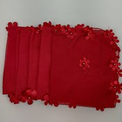 Resim Limelia Kırmızı Çiçek Desenli Lüx Halay Mendili 10 Adet 