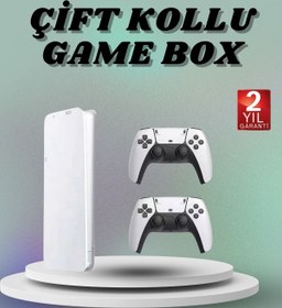 Resim teknodayım Game Box 3D Çift Oyun Kollu 4K HD Ekran 20000'den Fazla Oyun Seçeneği 2.4G Kablosuz 