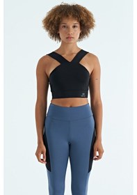 Resim Tommy Life Siyah Logo Baskılı Dar Kalıp Dalgıç Kumaş Kadın Büstiyer - 97259 Siyah 