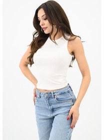 Resim Koza Butik Kadın Bisiklet Yaka Kolsuz Bluz 1755-24 001 