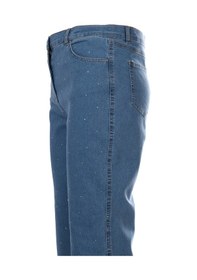 Resim Seleste Minimalist Taş Detaylı Kadın Jean Pantolon - Midi Boy Lacivert 
