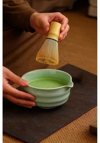 Resim Seramik Matcha Çayı Köpürtme Kasesi Chawan Mt215 Yeşil 