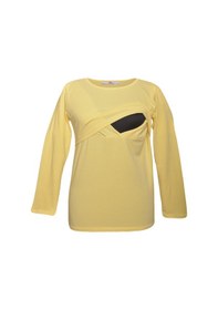 Resim Luvmabelly 2701-2708 Pamuklu Uzun Kollu Lohusa Emzirme T-shirt-sarı 
