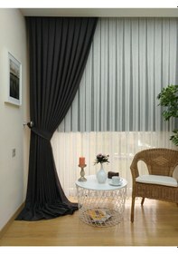 Resim Evdepo Home Keten Füme Fon Perde Tek Kanat Füme 