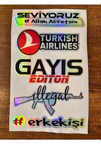 Resim Oto Arka Cam Yazısı Hologramlı Yan Kapı, Yan Cam Stickerı Seviyoruz 