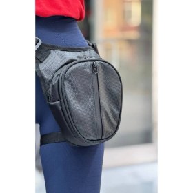 Resim Pinlock Karbon Desenli Bacak Çantası Su Geçirmez 3 Gözlü Şık Tasarım Siyah Deri 