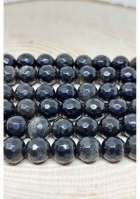 Resim Golden & Siyah Obsidyen Taşı Faset Kesim Dizi 8mm 