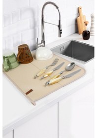 Resim Basic Bulasik Kurutma Mati Kurulama Bezi Kurutma Örtüsü Tezgah Üstü Bej 