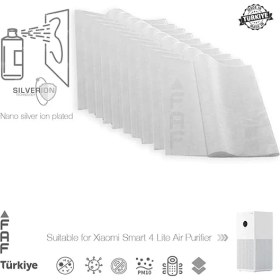 Resim Misda Store Fresh Air Filter 10 Adet Xiaomi Smart Purifier 4 Lite Ile Uyumlu Filtre Üstüne Uyumlu Gümüş Iyonlu Elektrostatik Toz Tutucu Ön Filtre 