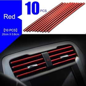 Resim Kosona 10 Adet Araba Klima Vantilya Dekorasyon Şeridi Kırmızı - Dayanıklı Pvc, Tüm Düz Vantil Malzemeleri İçin Uygun, Kolay Kurulum 