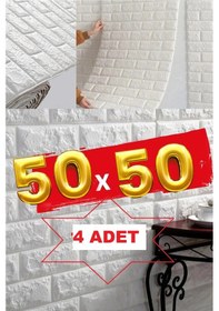 Resim 1 M² 4 Adet 50x50cm Silinebilir Kendinden Yapışkanlı Duvar Kağıdı Esnek Köpük Panel 3d Tuğla Desen 