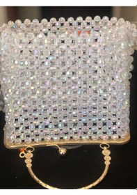 Resim Clutch,, Boncuk Abiye Çanta Beyaz 