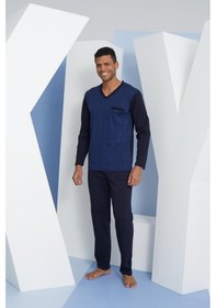 Resim Kly 9260 Erkek V Yaka Uzun Kollu Pijama Takım 001 