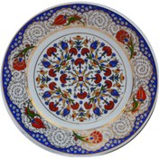 Resim Armada Çini Armada Cini Prt 40 25 Cm Mavi Altın Yaldızlı Lale Karanfil Desenli Porselen Cini Tabak 