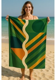 Resim Plaj Havlusu Hızlı Kuruyan Mikro Kumaş Kahverengi 