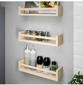 Resim Ikea Bekvam Baharatlık Rafı Duvar Rafı Çerçeve Rafı Kitaplık Ahşap Raf 40X10X9 Cm 