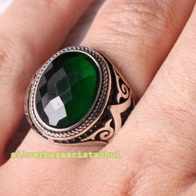 Resim Copy of 925 Sterling Eagle Sapphire and Onyx Stone Mens Ring - US: 12.5 / 69 mm / Turk: 29 