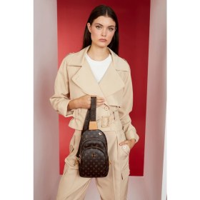 Resim Pierre Cardin Kahve Monogram Kadın Bel Çantası 05PO22Y1535-MN Kh 
