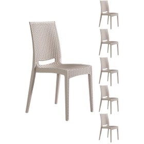 Resim 6 Adet Rattan Cappucino Sandalye / Balkon-bahçe-teras Bej 