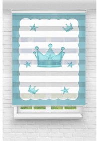 Resim Perdecizade Enxboy Mavi Taçlıı Dijital Baskılı Zebra Perde-cocuk Odası-stor Perde Renkli 