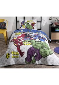 Resim Özdilek Avengers Team Tek Kişilik Disney Lisanslı Lastikli Fitted Çarşaf Kapitone Çocuk Nevresim Tak 