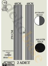 Resim Antrasit-beyaz 2 Adet 60x270 Cm Yeni Nesil Akustik Ahşap Duvar Paneli 