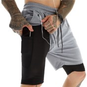 Resim Mooly Unisex Koşu ve Antrenman Sporcu Şortu - Xl Beden Açık Gri 