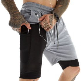 Resim Mooly Unisex Koşu ve Antrenman Sporcu Şortu - Xl Beden Açık Gri 