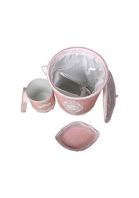 Resim Lisa Pudra 6'lı Çeyizlik Dantelli Banyo Paspası Sepet Seti Pudra 