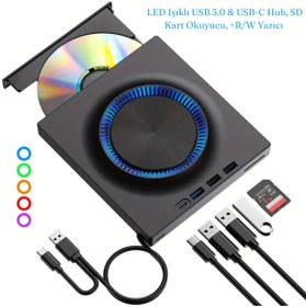 Resim SHIPMENT Çok İşlevli Harici USB 3.0 Type-C CD/DVD Yazıcı Okuyucu Laptop Mac Windows 11 