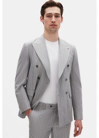 Resim D's Damat Regular Fit Gri Çizgili Kruvaze Takim Elbise 4hf05ort01588 Gri 