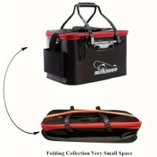 Resim Taşınabilir Katlanabilir Balık Kovası - Kamp, Avcılık ve Canlı Balık Taşıma için Ergonomik Kulplu & Fermuarlı Kilitli Sağlam Tasarım - Siyah, Outdoor Ekipman Depolama, Şık Saklama Çözümü, Güvenli Fermuar Kapatma 