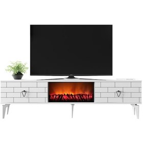 Resim Varna Tv Sehpası Şömineli Alt Modül Beyaz 