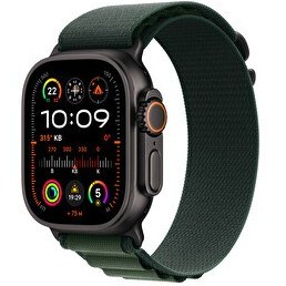 Resim Apple Watch Ultra 2 GPS + Cellular 49mm Siyah Titanyum Kasa ve Koyu Yeşil Alpine Loop - Büyük 
