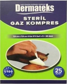 Resim Dermateks Steril Gazlı Bez Kompres Spanç 7.5 x 7.5 CM 10 Kutu 