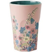 Resim Melamin Bardak - Büyük Boy Pembe Çiçek Kolajı Rice